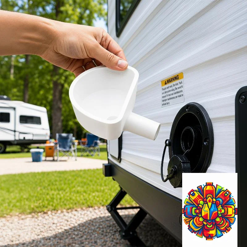 Portable Long Lasting 3D Printed RV Water Filling Funnel Anti Spill Wide Mouth for Camper Camping Travel Outdoor Use