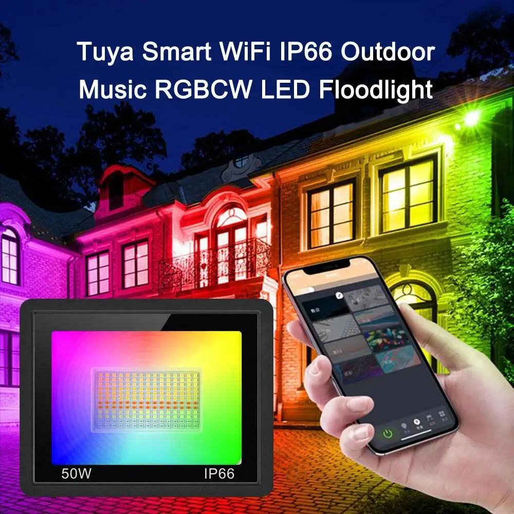 Imagem -05 - Tuya-holofote Led à Prova Dágua Refletor Doméstico Inteligente Holofote ao ar Livre Luz Quente e Fria Rgb Aplicativo Tuya Via Alexa e Google Home