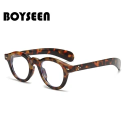 Очки BOYSEEN в круглой оправе, синие легкие очки для мужчин и женщин, винтажные черные леопардовые очки в оправе Can Do, очки по рецепту