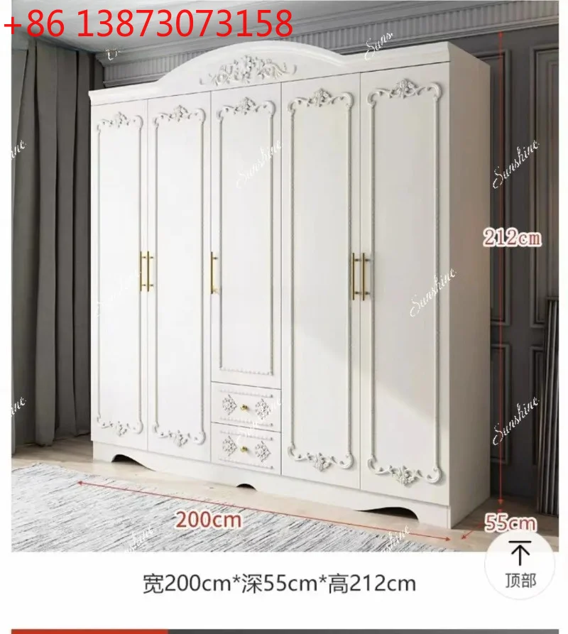 European wardrobe simple modern five-door economical combination white wood