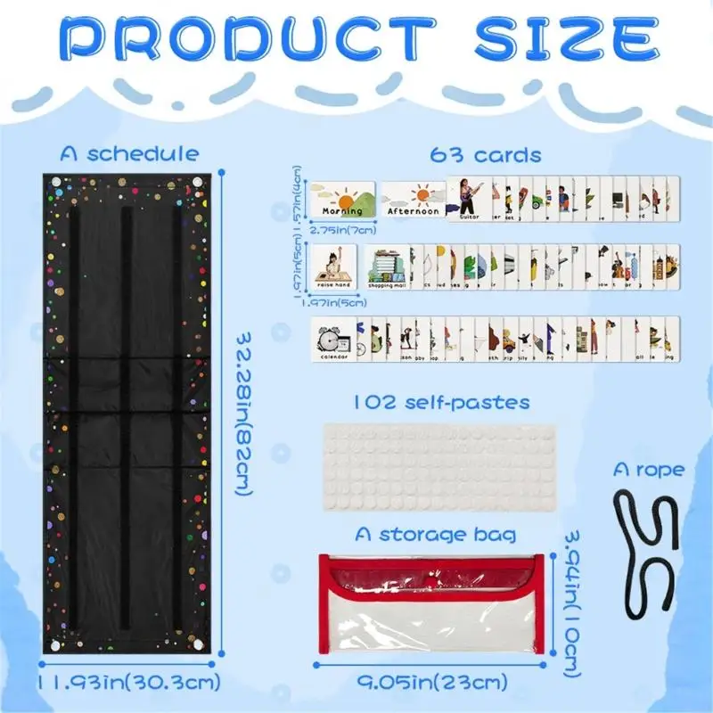 الجدول اليومي Pocket Charts الرسم البياني الروتيني اليومي مع 63 بطاقات الرسم البياني جيب في الكلام واللغة K1KF