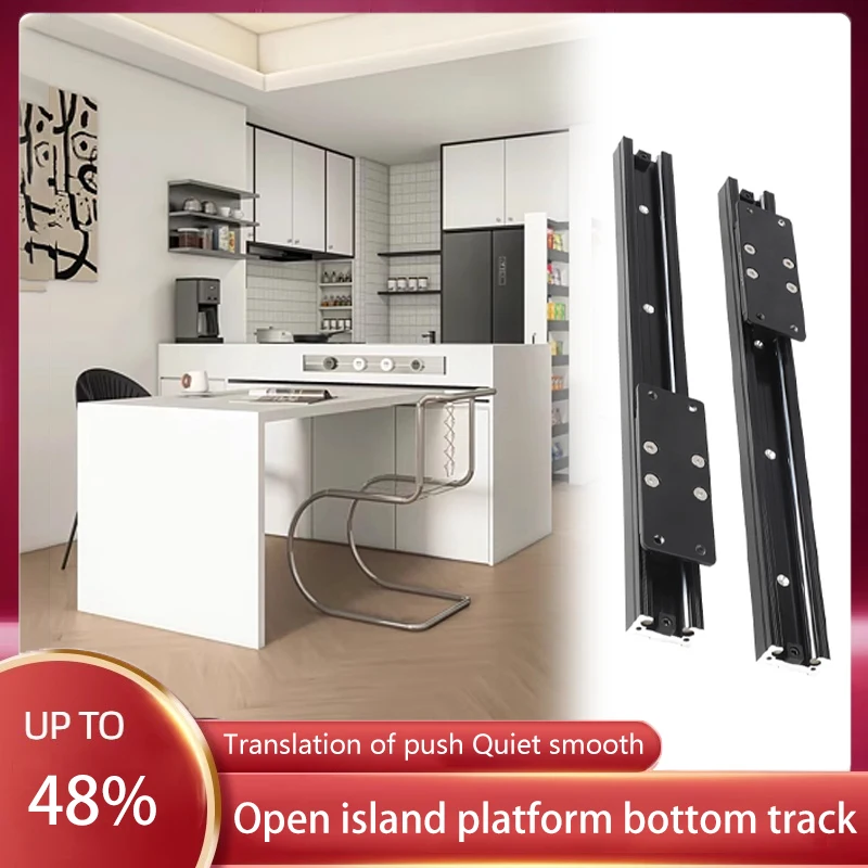 

Open Island Platform Horizontal Tension Track Telescopic Rock Plate Heavy-duty Guide Rail Extension Linear Slide Hardware