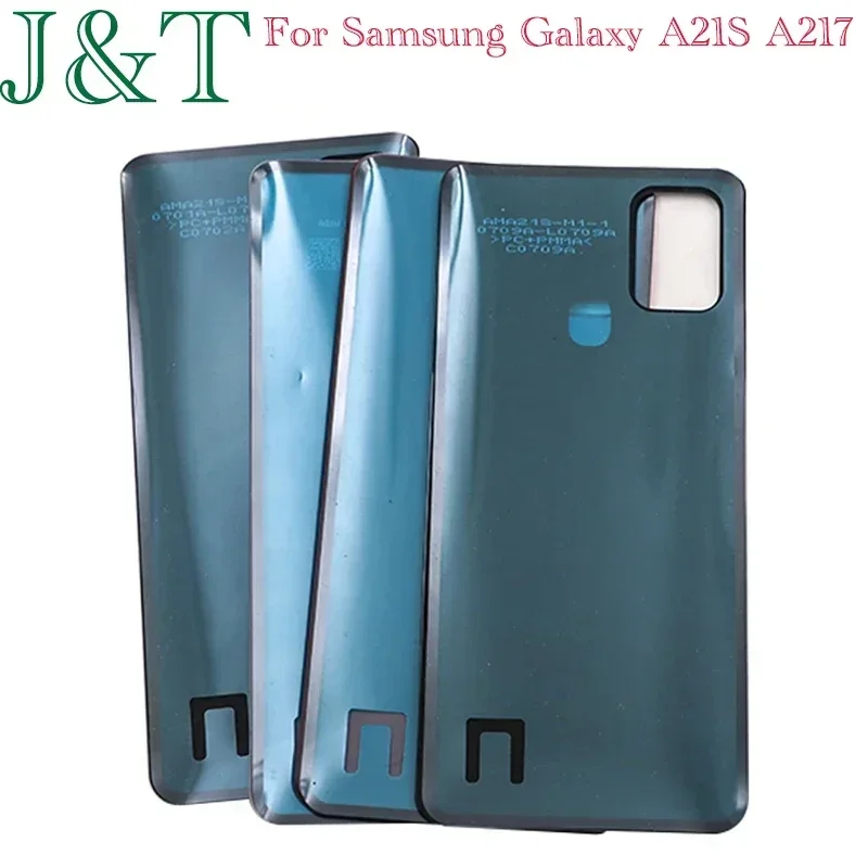 New For Samsung Galaxy A21S A217 SM-A217F Plastic Battery Back Cover A21S Rear Door Housing Case Camera Frame Adhesive Replace