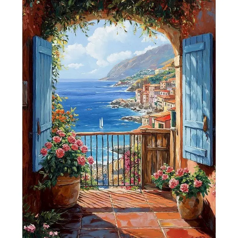 RUOPOTY الطلاء حسب الرقم Diy بها بنفسك الصحراء الصبار المشهد صور بالأرقام مجموعات هدية فريدة ديكور المنزل