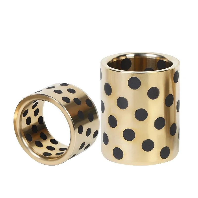 2PCS Bronze Bushing OD10 12 14 15 x ID8 9 10 11 mm Brass Graphite Oil-free Wearproof Copper Bearing Liner Industrial Machinery