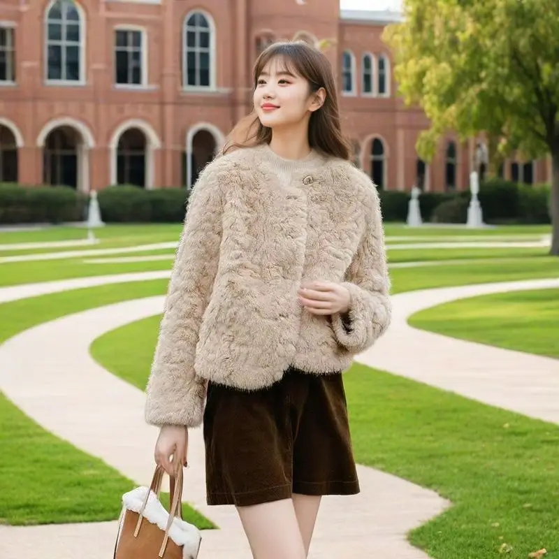 

Women's Little Fragrant Lamb Wool Coat Short Female 2026 Winter New Little Loose Jacket Thickened Ladies Mao Mao Overwear