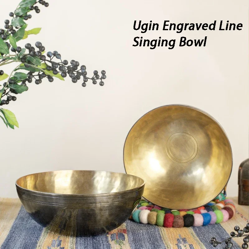 Nepal Singing Bowl Handmade Sound Bowl Ugin Engraving Line Meditation Yoga Copper Buddha Tibetan Bowls Sound Healing Therapy