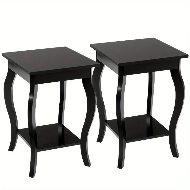 

Lifezeal Set of 2 Accent Side Table Sofa End Table Nightstand Coffee Table w/ Shelf Black