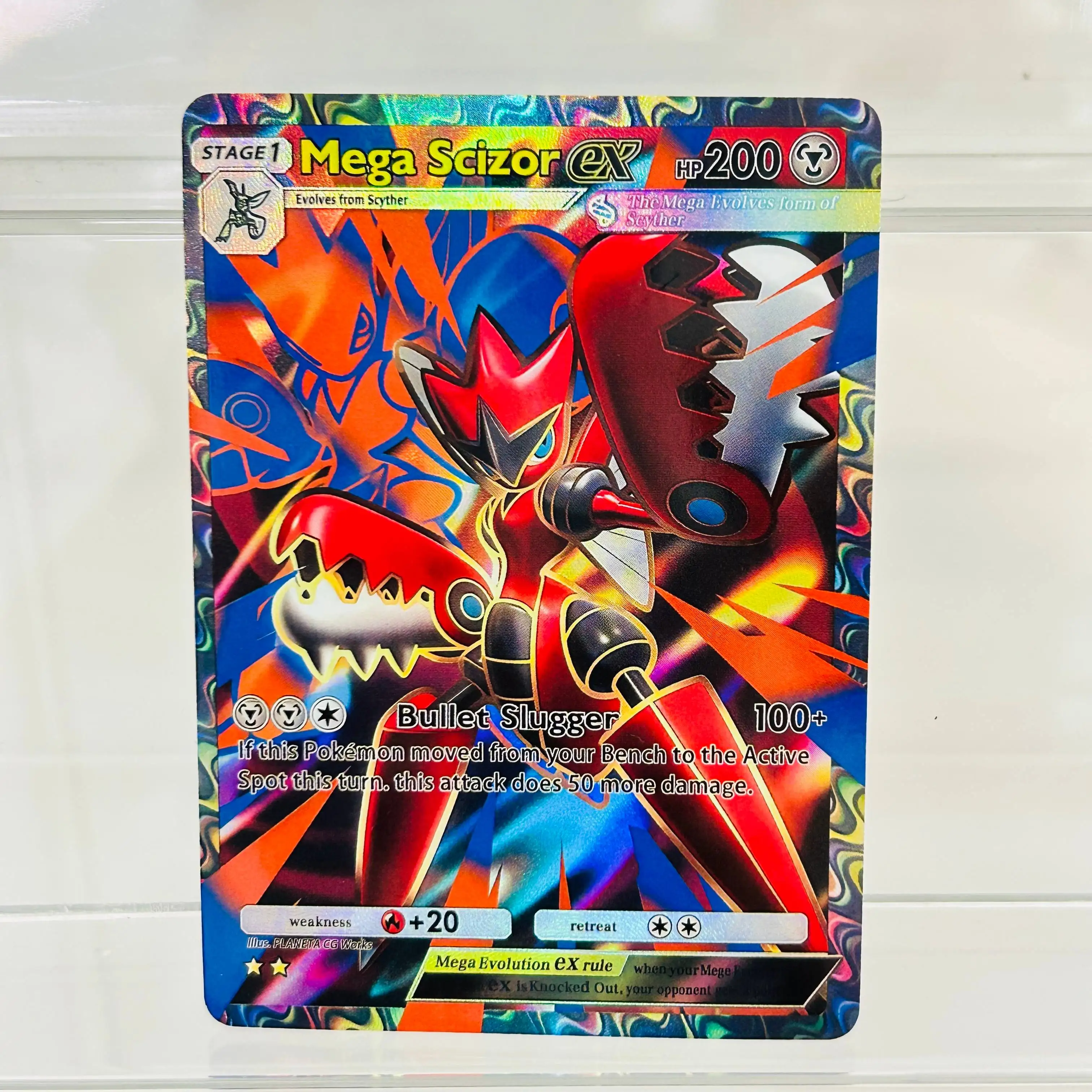 Cartão Pokémon Mega Scizor ex em Inglês com Textura Holográfica, em Perfeito Estado, Cartão Premium para Coleção de Anime