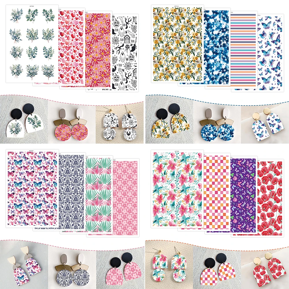 Polymer Clay Watercolor Transfer Paper Engraving Printing Model Decorative Paper DIY Earring Ceramic Craft Pottery Making Tools
