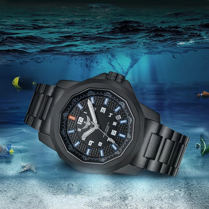 Hot YELANG 2023 Men Automatic Mechanical Waterproof 100m H3 Self Luminous Super Bright Military Swimming Diving Wristwatch V1006