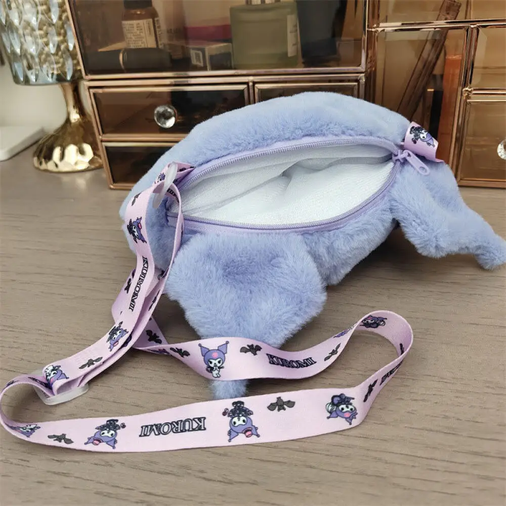 Sanrio – sac à main en peluche Kuromi pour femmes, sac à bandoulière, sac de rangement à la mode, portefeuille zéro cadeau