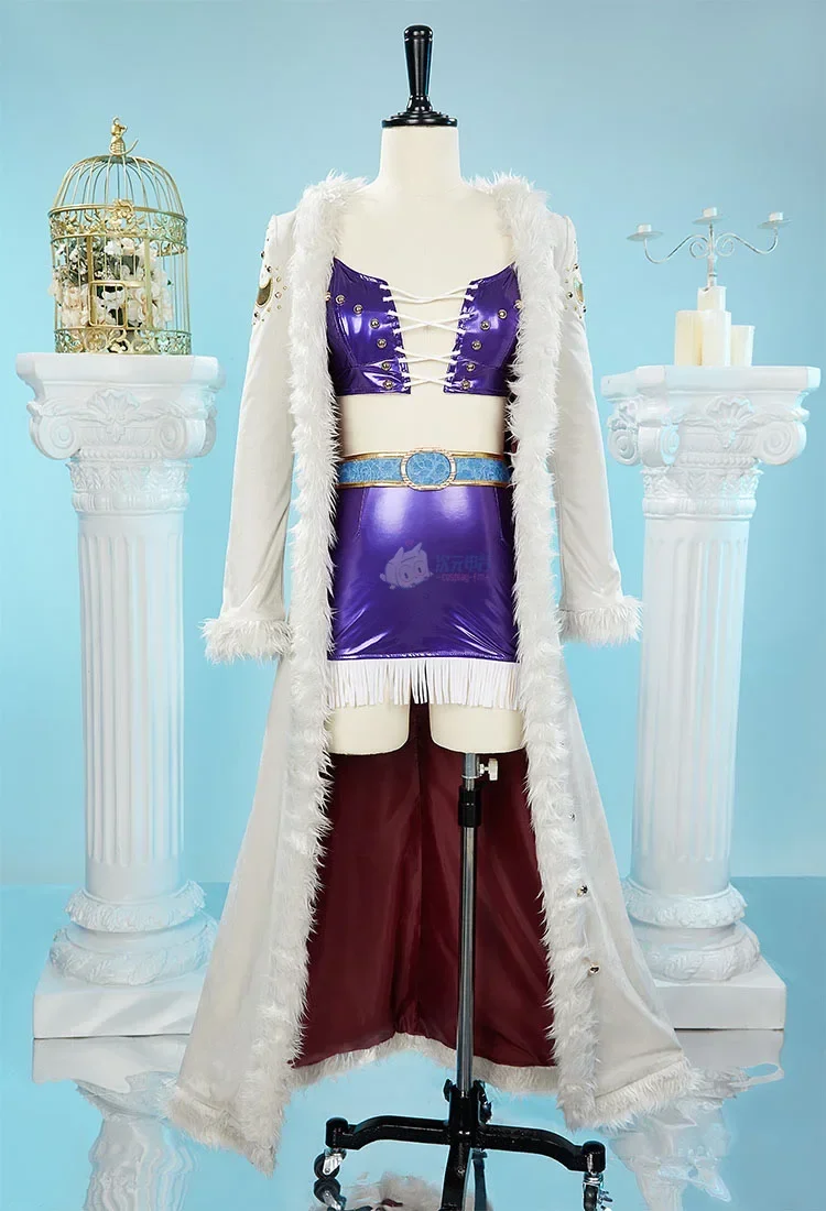 Anime One Piece Nico Robin Miss Allsunday Cosplay Costumes Women Sexy Leather Top Skirt Coat Hat Suit Halloween Carnival Uniform