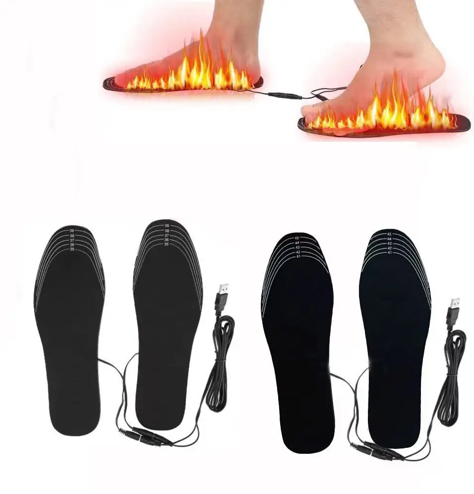 Winter Trimmable USB-Rechargeable Heating Insoles - Washable Foot Warmer Essential Compatible with Men's & Women's Shoes
