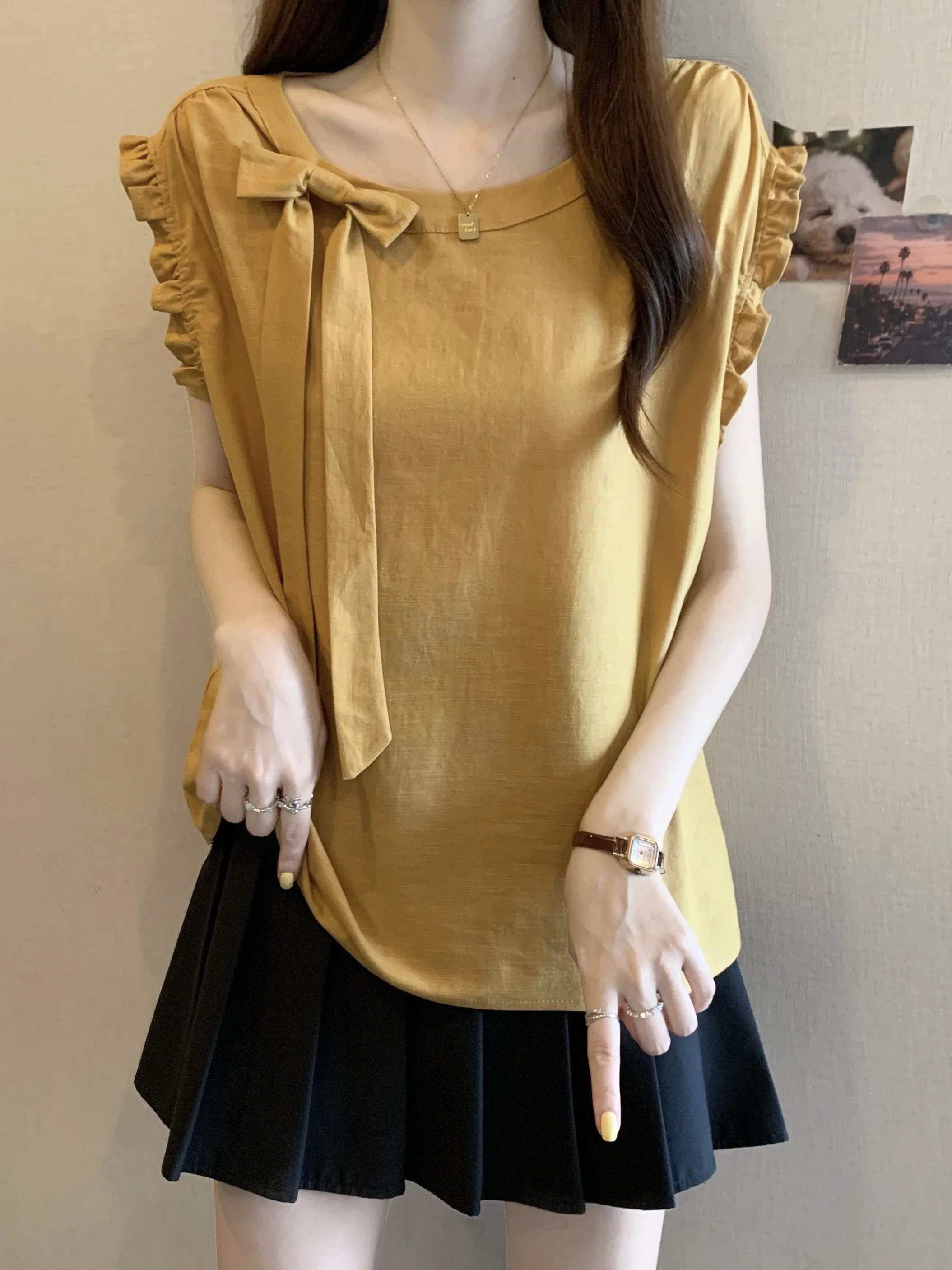 เสื้อกั๊กสีน้ำเงินทรงหลวมสำหรับผู้หญิง ฤดูร้อน รุ่นใหม่ สไตล์สลิม ไหล่ยาว ใส่เป็นเสื้อนอกได้ สวมใส่สบาย ระบายอากาศดี เสื้อลำลอง