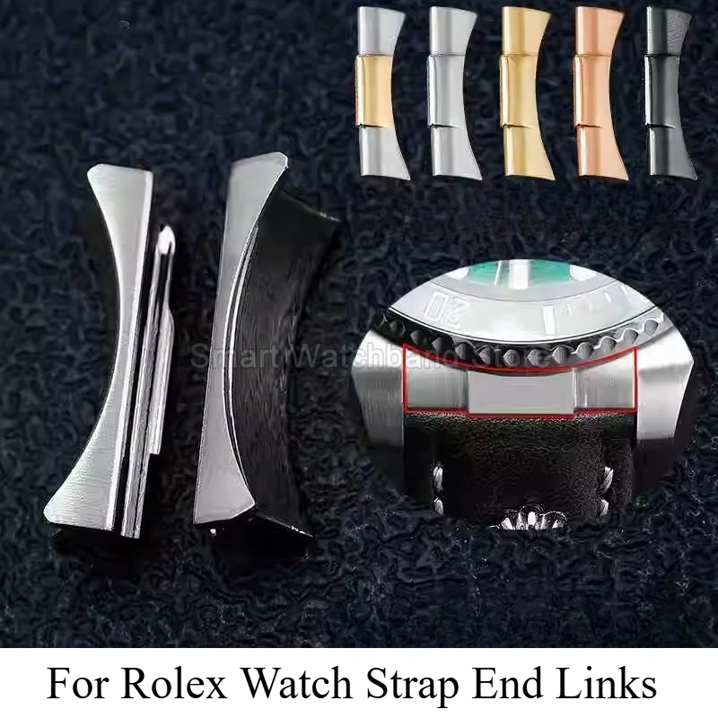 Anti-Corrosive Stainless Steel Watchband End Links for Rolex Daytona Black Submariner Curved Mirror Finish Precision-Machined