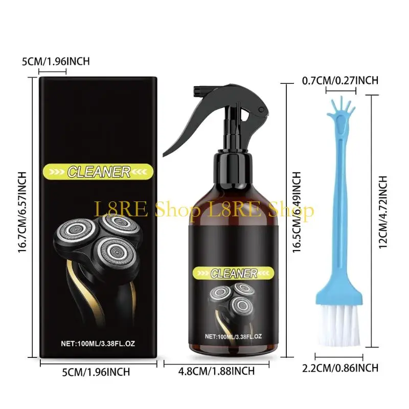 L8RE Electric Shaver Cleaning Solution Lubricating Rust Prevention with Brush
