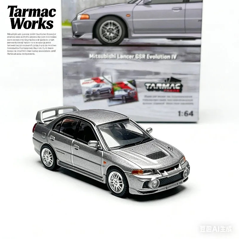 

Модель автомобиля Tarmac Works 1:64 Mitsubishi Lancer GSR Evolution IV, имитационная модель из сплава, игрушка для мальчиков, коллекционный предмет для взрослых, предмет декора.