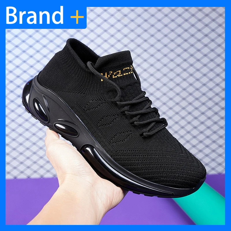 

Mens Sports Shoes Breathable Lightweight Outdoor Mesh Black Knit Running Shoes Youth Comfortable Sports Jogging Tennis Shoes