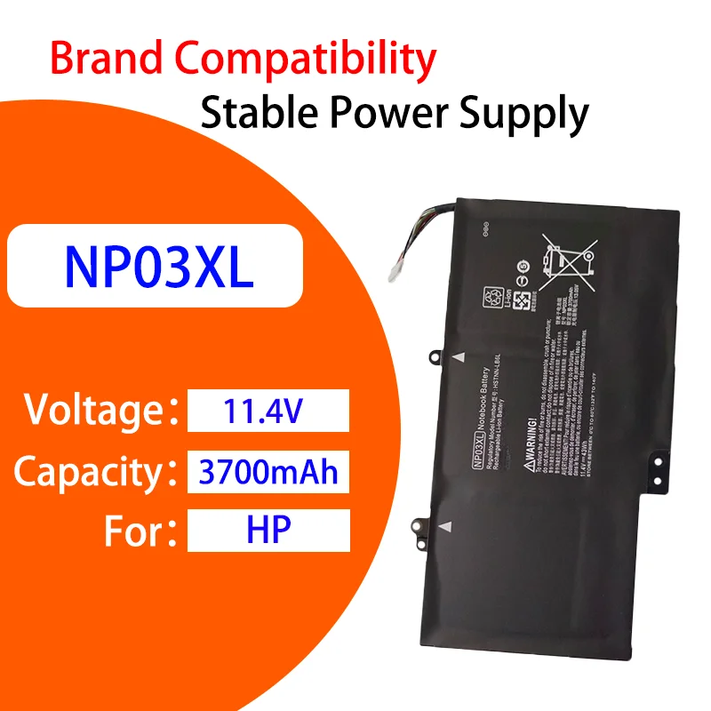 11.4V 3700mAh NP03XL Laptop Battery For HP TPN-Q146 Q147 Q148 Q149 13-A010DX X360 Smart Safety Protection Stable Output Durable