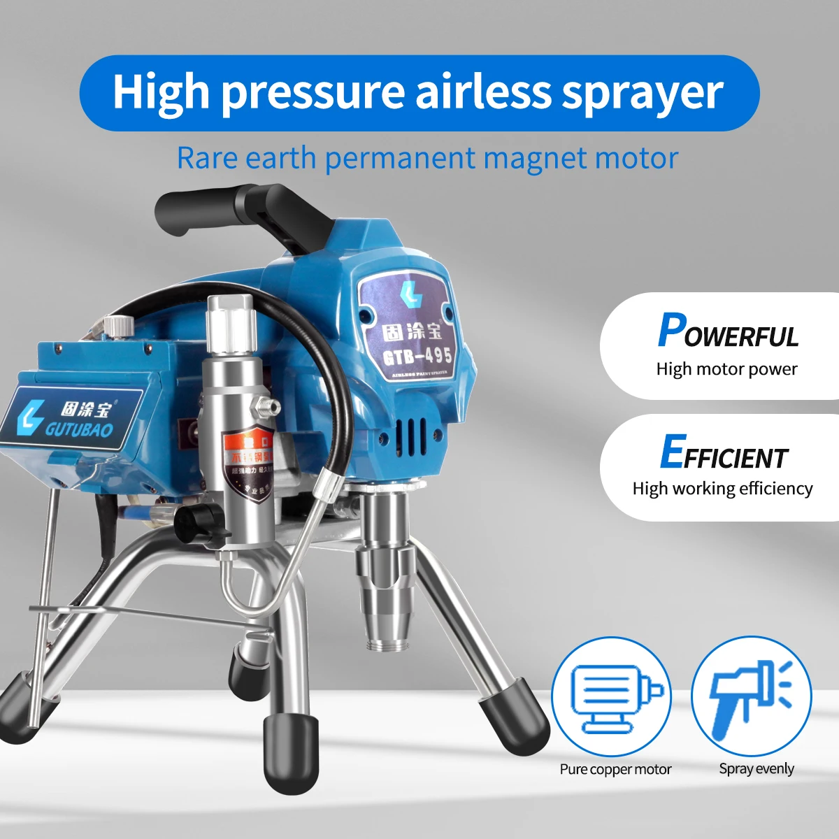 

New High Power Airless Paint Sprayer 220V 2.2L Stainless Steel Sprayer Tools 495 For Home Improvement Paint Construction