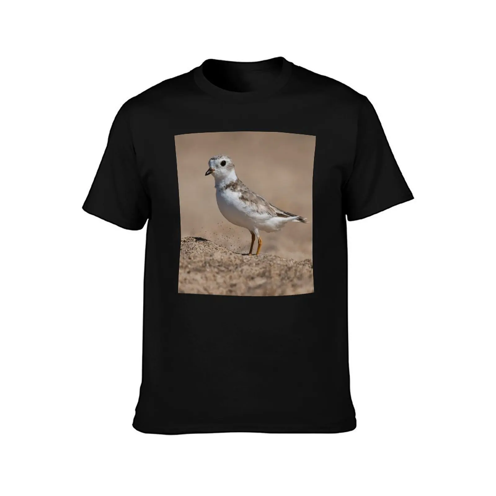 Piping Plover in the Sand T-Shirt, Summer Casual Cotton Tee, Oversized Streetwear Tops, Vintage Graphic Print, Unisex Men Women