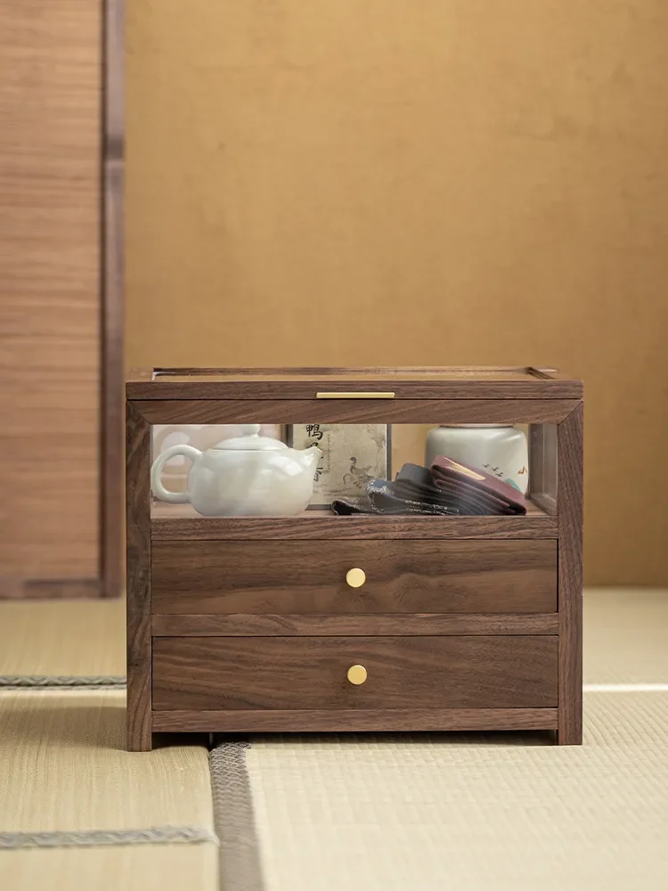 Black walnut solid wood teapot, locker, high-end cultural and play display cabinet