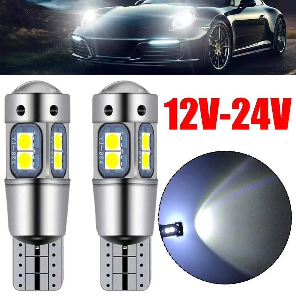 2pcs Car LED T10 Led Bulbs T10 3030 10smd Car License Plate Lights 600LM W5W 12V High Brightness Small Bulb  Parking Bulb Lamp