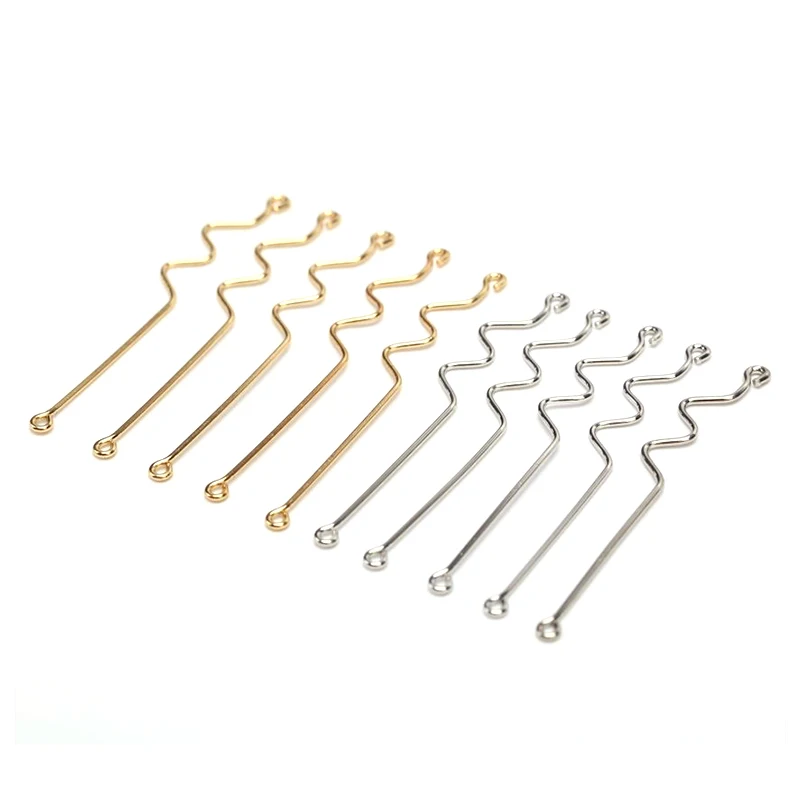Wholesale 10Pcs/Set Copper Curve Connecting Rod Charms DIY Making Earrings Jewelry Crafts