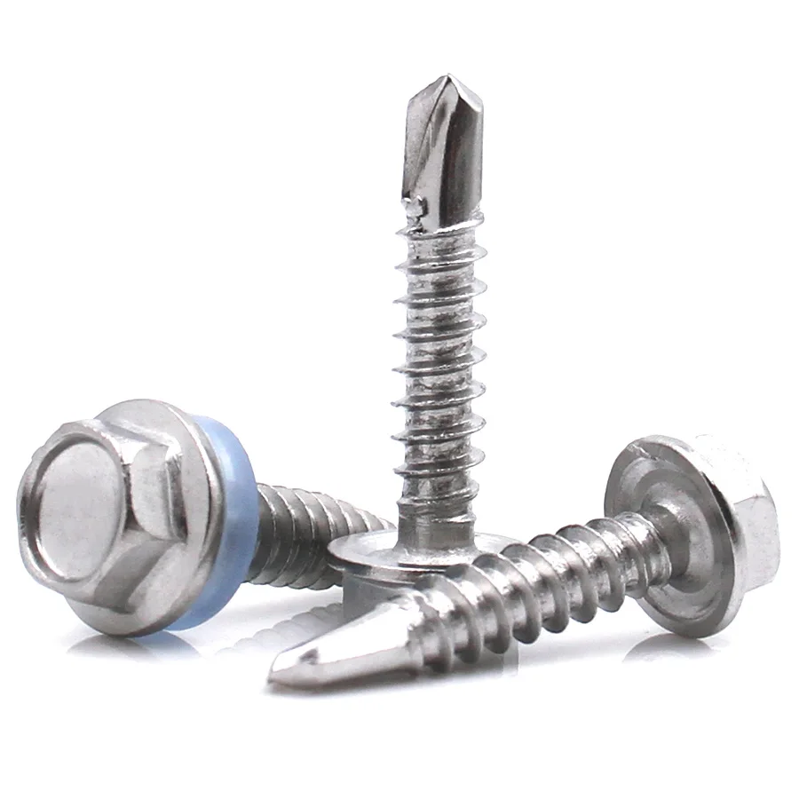 5-10pcs M4.2 M4.8 M5.2 M5.5 M6.3 304 / 410 Stainless Steel Hex Flange Head Self Drilling Screws Tek Screw Roofing Fasteners