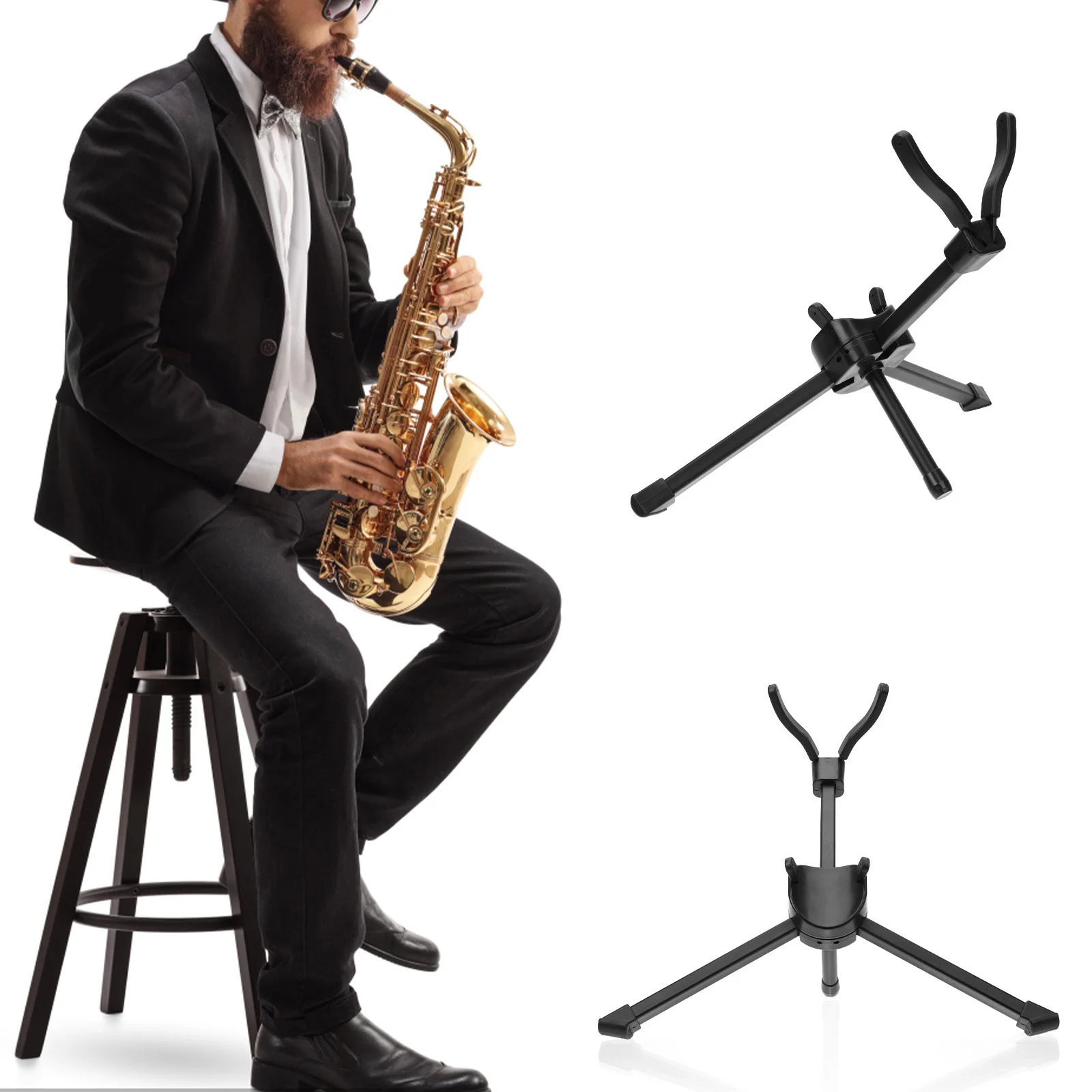 Lectern Stand Saxophone Easel Folding Rack for Non- Portable Trumpet Bag Metal