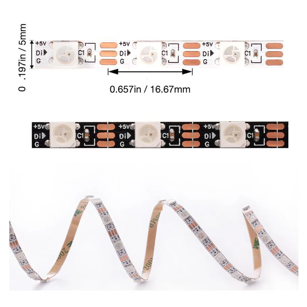 Addressable DC 5V SK6812MINI 3535 5050 RGB led pixel strip light 60LEDs/m 4/5mm FPC 60pixels/M as WS2812B ws2812 IC lamp 1/2/5m