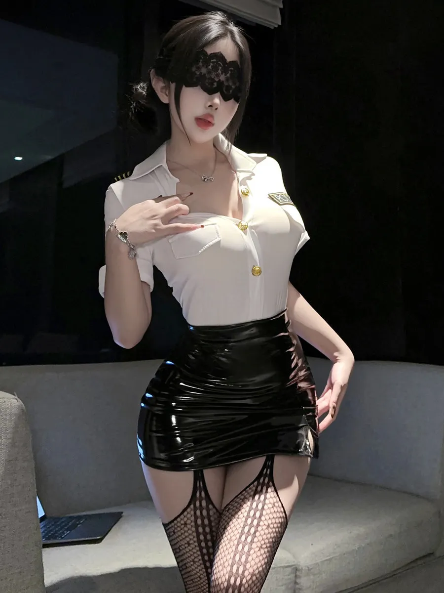 OL Sexy Sister Style High Waist Slit Slim Fit Shirt And Half Skirt Set Breathable Casual Fashion Women's Two-Piece Suit