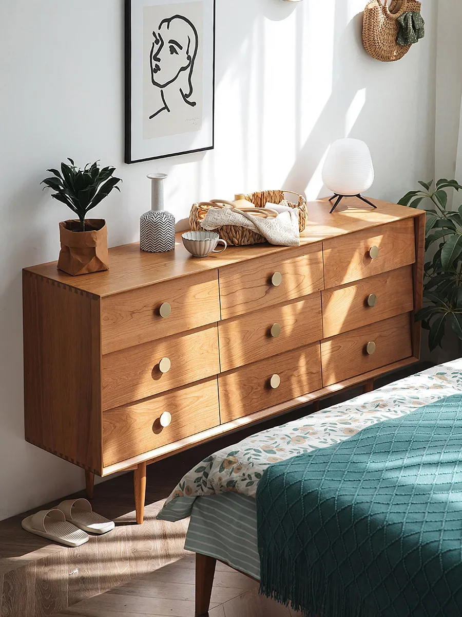

Chest of drawers, Nordic solid wood chest of drawers, bedroom storage cabinet, living room, cherry wood storage sideboard