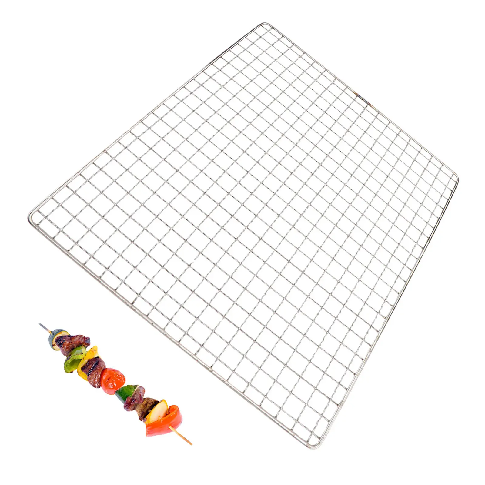 

Корзина для гриля из нержавеющей стали, квадратная, сетчатая, прочная, гладкая, для приготовления на открытом воздухе, 26x44 см, решетка для выпечки из проволочной сетки для барбекю
