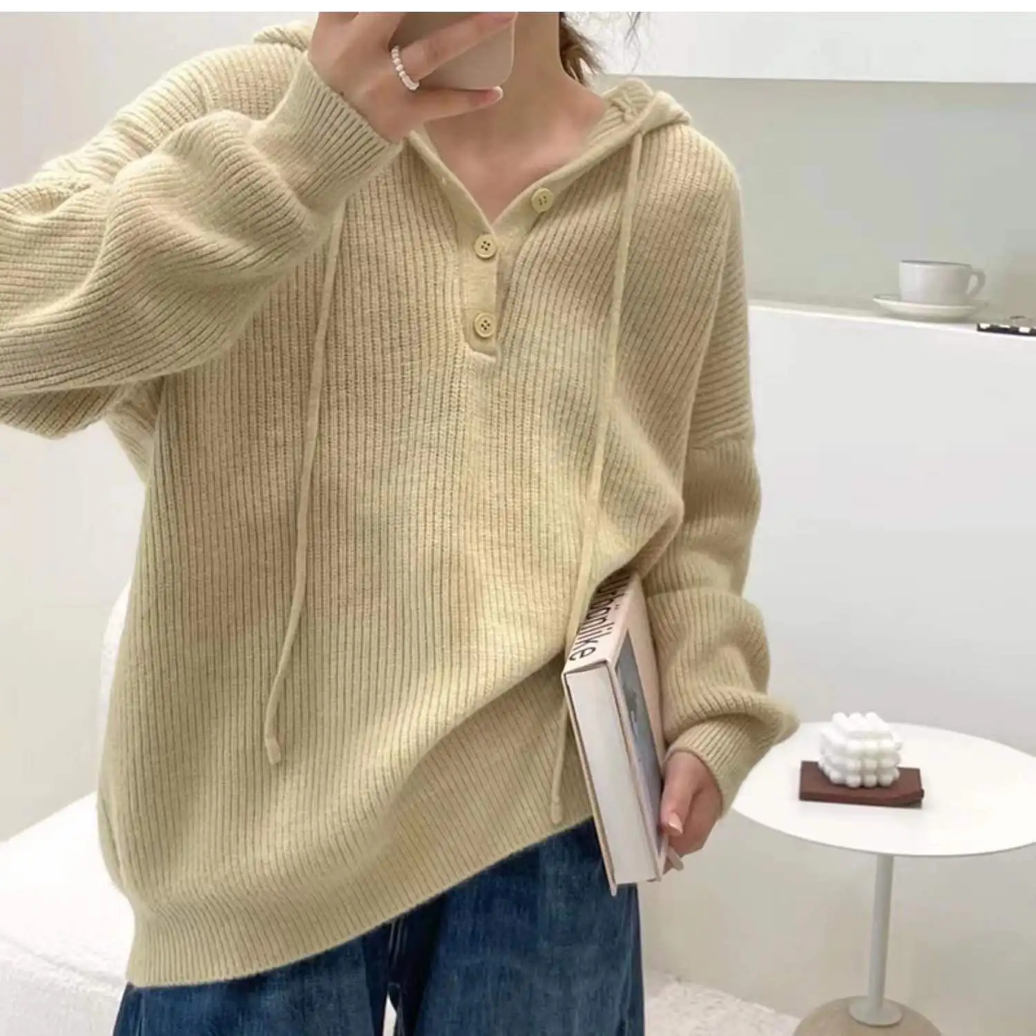 2022 women\'s Hoodie Pullover casual cashmere sweater fashion loose cashmere Pullover Sweater loose jump