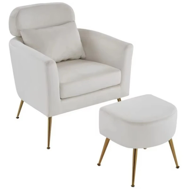 Single flannel indoor lounge chair with golden feet and pedals