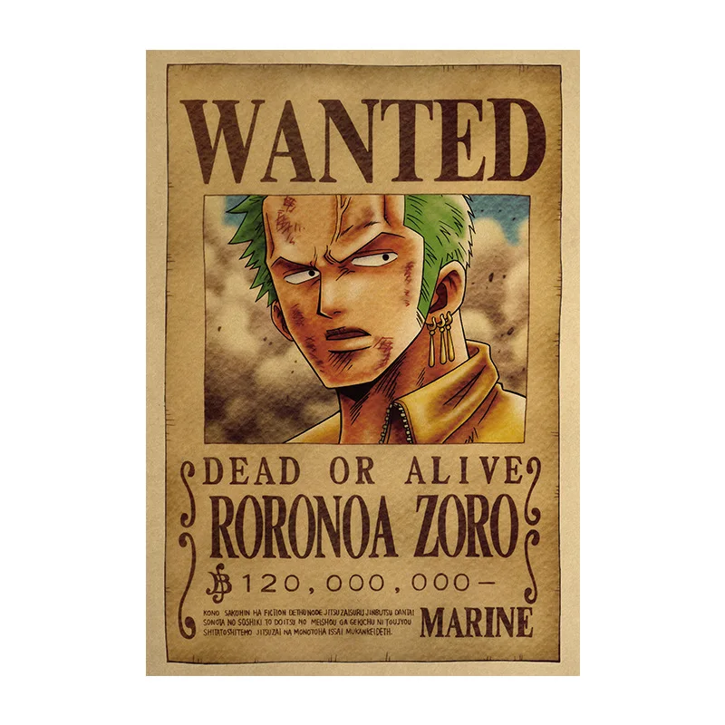 10Pcs Set One Piece Luffy Kraft Paper Bounty Poster Zoro Nami Nico Figures Anime Decorative Painting Wanted Posters Kid Toy Gift