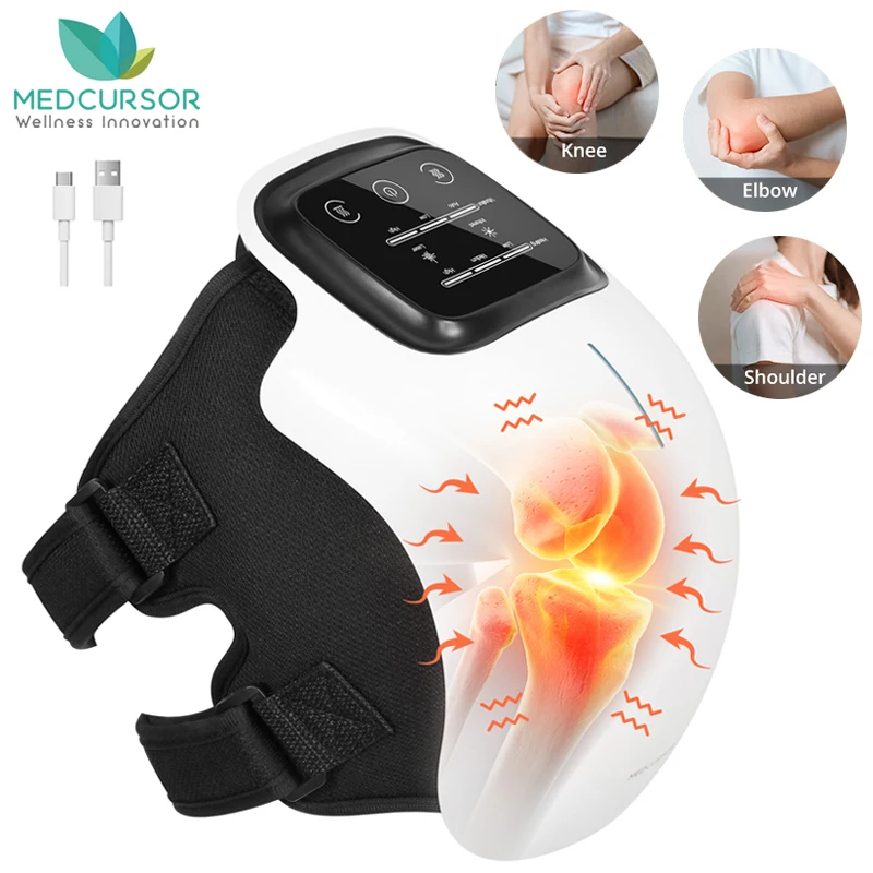 Medcursor Electric Heating Massage Knee Pad Wireless Heated Knee Massager Temperature Hot Compress Vibration Massage