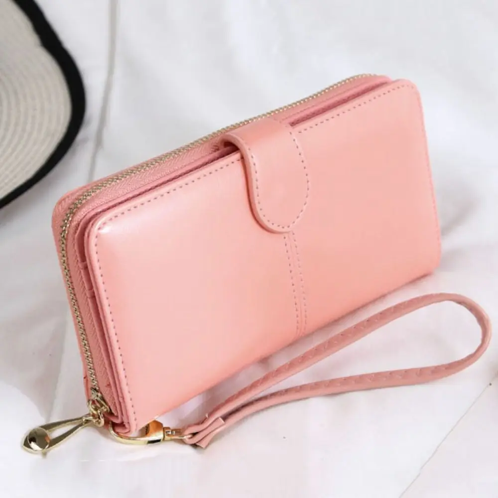 Water-proof Purse PU Leather Long Wallet Zipper Multifunctional Two Fold Wallet Foldable Large Capacity Women Card Holder Men