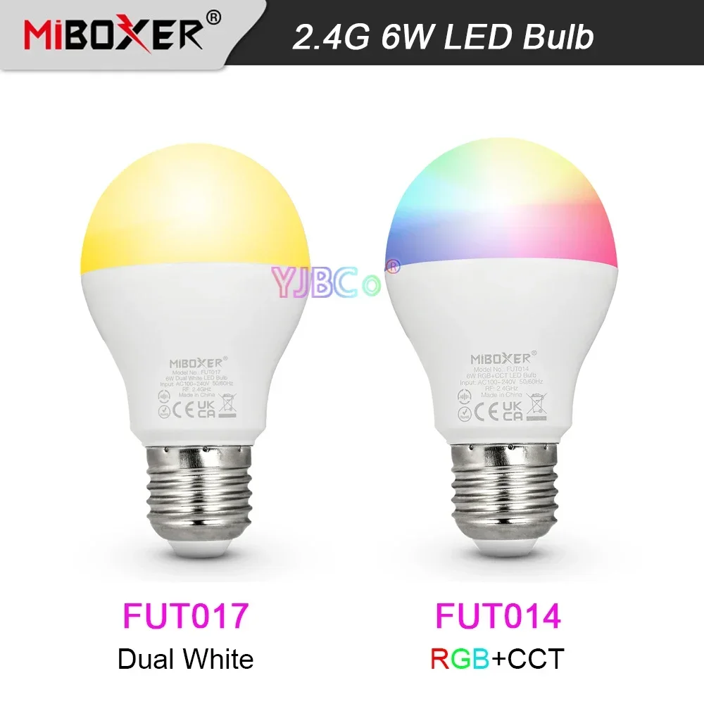 Miboxer FUT017 6W Dual White E27 LED Bulb indoor light FUT014 E27 6W RGB+CCT Smart led Spotlight 2.4G Remote control 110V 220V