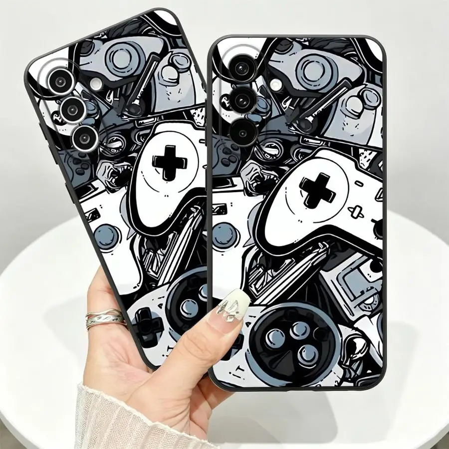 Black Gamepad Phone Cover Case for Samsung Galaxy A57 A37 A25 A16 A55 A23 A15 A06 A05 A73 A51 A52 A36 A70 A13 A12 A50 A53 A17