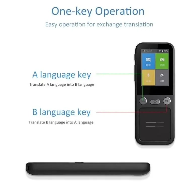 Portable T16 Smart AI Translation Device 137 Languages Photo Audio Travel Translator 2.4'' Touch Screen Smart Voice Translator