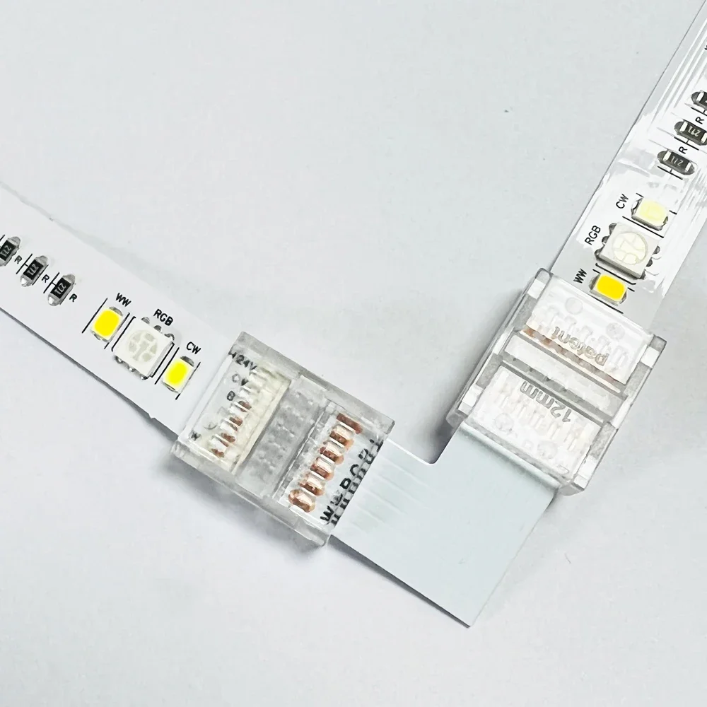 5 개/몫 12mm 6 핀 L 모양 T 모양 무료 납땜 와이어 터미널 커넥터 RGBCCT 5in1 RGBCW LED 스트립 라이트 6 핀 커넥터