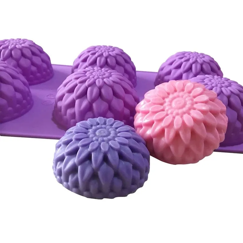 Nuovi crisantemi 3D stampo per sapone fiori stampi in Silicone stampi per candele strumenti per la decorazione di torte di girasole 6 griglie stampo