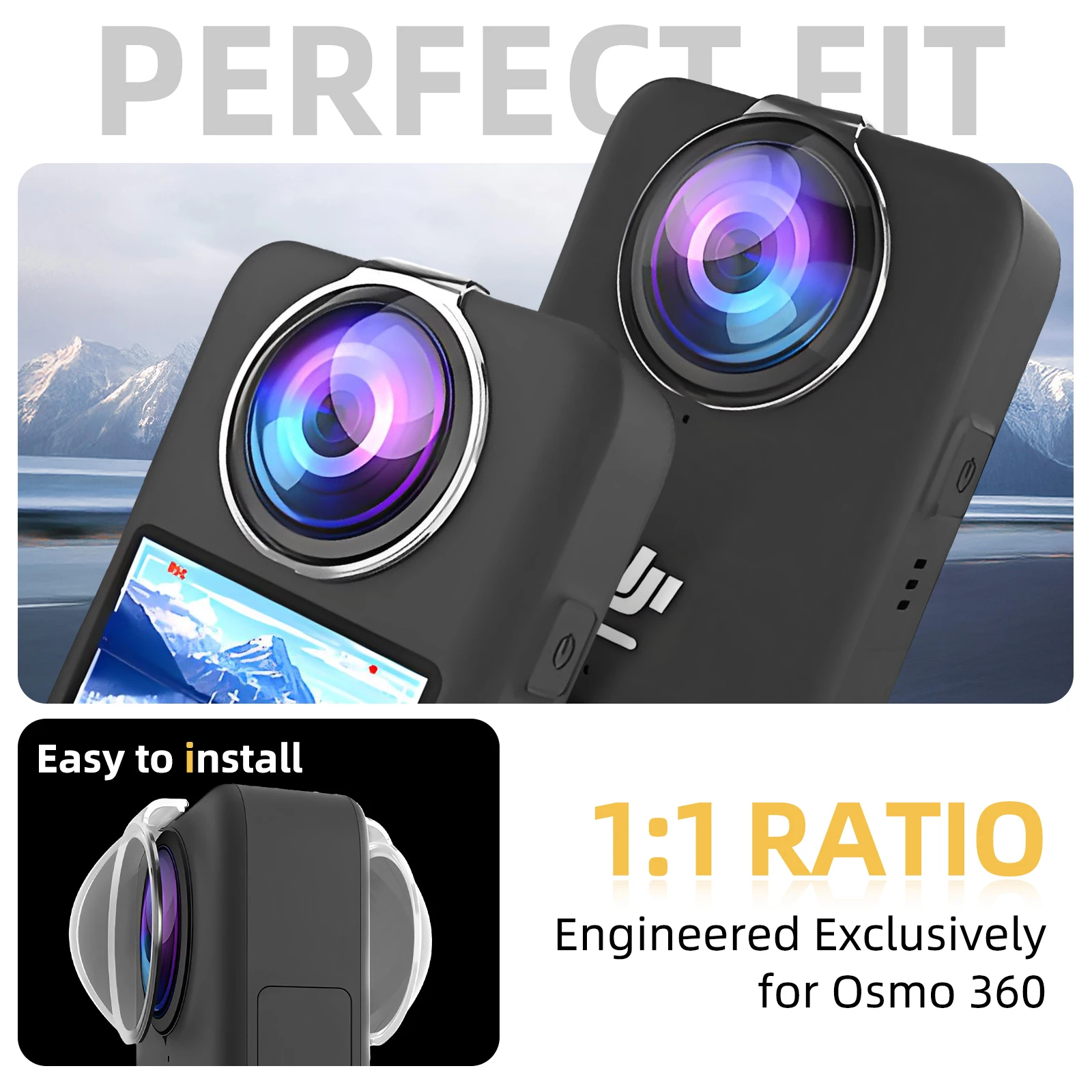 Protection d'objectif pour DJI Osmo 360, protecteur d'objectif en matériau PC haute transparence pour caméra DJI Osmo 360, accessoires anti-rayures