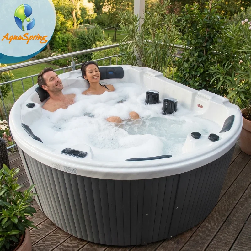 Jacuzzi de Acrílico para Masajes, Semicircular, Contra la Pared, con 54 Jets, para Exteriores