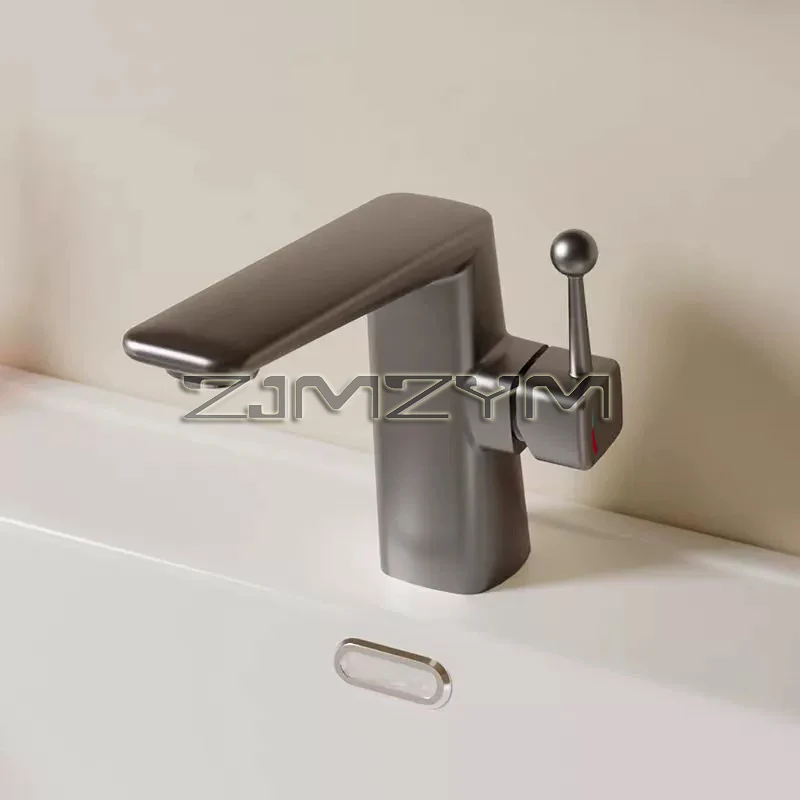 

Смеситель для горячей и холодной воды, медный смеситель для ванной комнаты, ручной умывальник, бытовой отель, бронзово-серый смеситель для воды