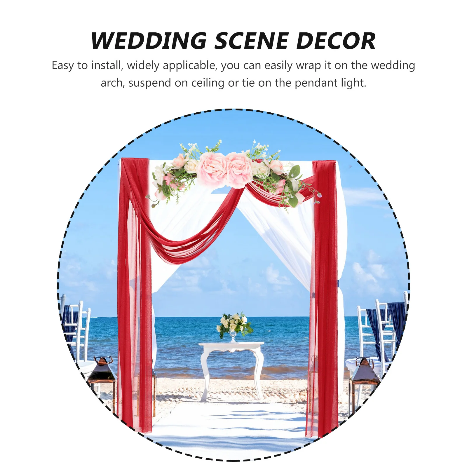 

Wedding Arch Draping Sheer Fabric Backdrop Curtain Elegant Wedding Ceremony Party Ceiling Decoration Sheer Backdrop