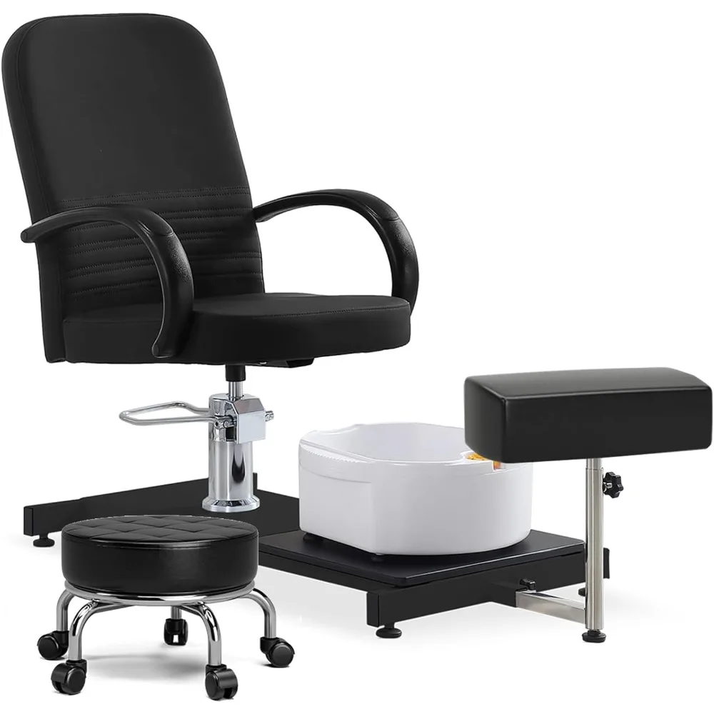 

Pedicure Chair for Nail Teach, 360 Swivel Pedicure Station with Stool and Massage Basin, Professional Pedicure Unit for Foot Spa